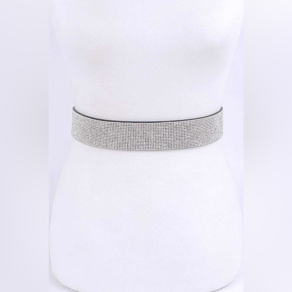 Rhinestone Vegan Leather Waist Statement Belt